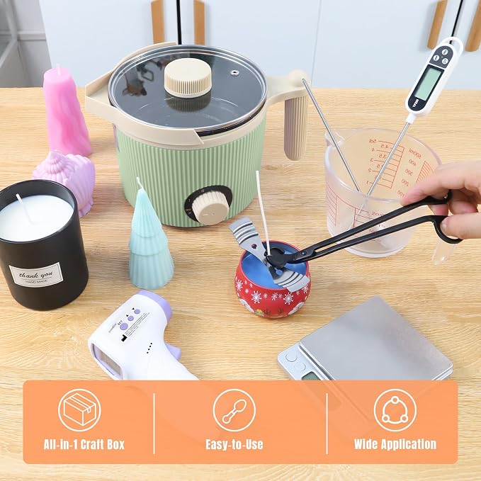 TOAUTO Candle Making Kit with Electronic 3Lbs Melting Pot, Pro DIY Candle Making Supplies Including Heat Gun, Digital Thermometer, Digital Scale, Wick Trimmer for Adults Candle Craft Project