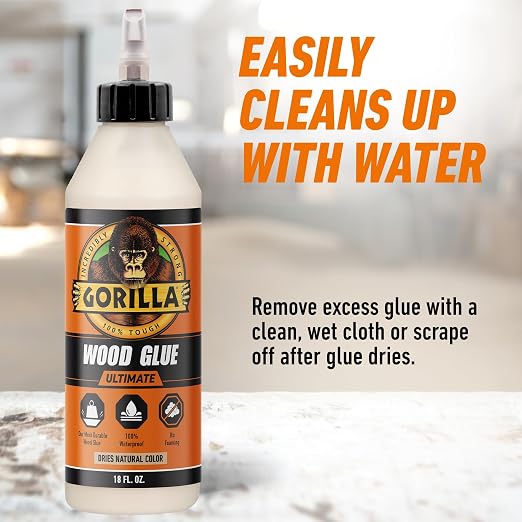 Gorilla Ultimate Waterproof Wood Glue, Natural Color, 18 oz