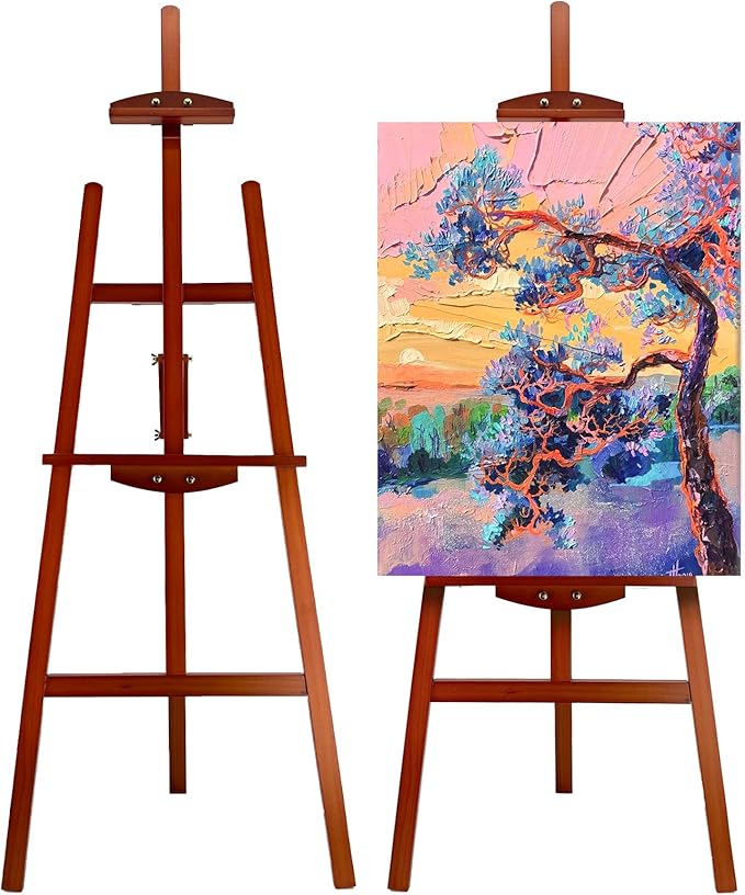 Adjustable Walnut Pine Wooden Painting Easel, Art Easel Stand