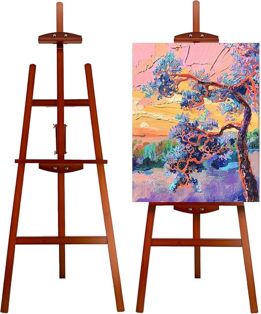 Adjustable Walnut Pine Wooden Painting Easel, Art Easel Stand