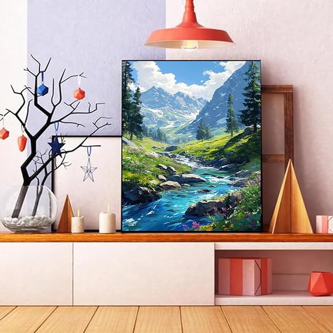 Mountain Paint by Number for Adults, Landscape Paint by Numbers for Adults | Paint by Numbers for Adults Beginner, Mountains Paint by Numbers for Gift Home Wall Decor (Mountain, 16x20 inch) Frameless