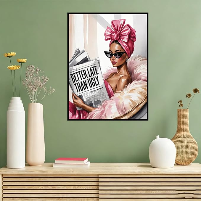 Benjenes Pink Bow Woman Diamond Art Kits for Adults Diamond Painting Kits