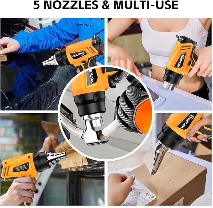 Cordless Heat Gun 122℉–1022℉ for Shrink Tubing Vinyl Wrap