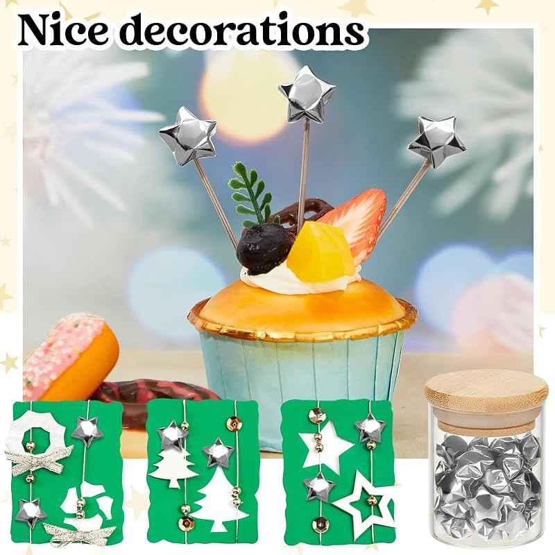 Kigeli 1000 Sheets Origami Star Paper Strips,Silver,Solid Style