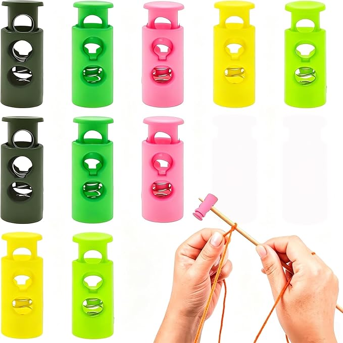 10 Pack Knitting Stitch Stoppers - Spring Needle Point Protectors, Nylon Needle Protectors