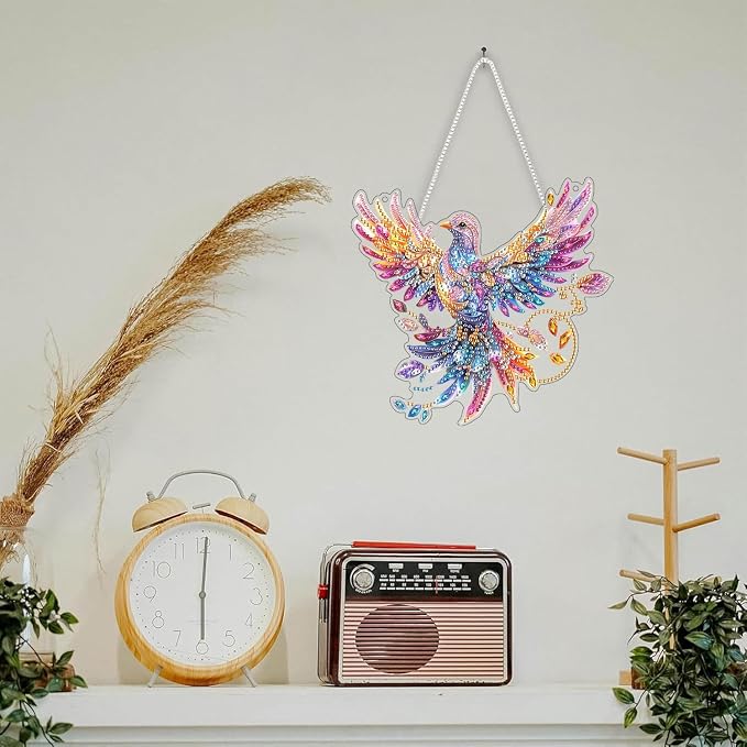 SKRYUIE Bird Hanging Pearl Diamond Art Kits for Adults Suncatcher A33 | Special Shaped Crystal DIY Hanging Diamond Painting Kit, Gift for Mother Spring Summer Window Wreath Decor 7.486 x 7.29 Inch