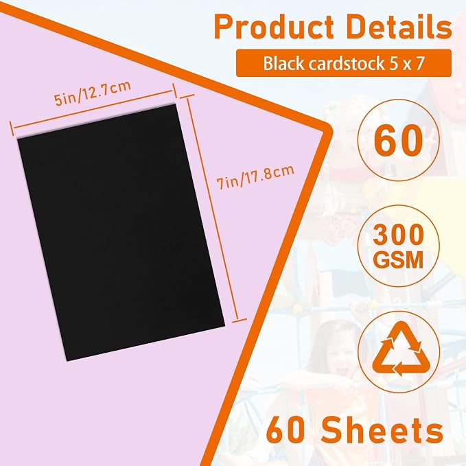 Guakicae 60 Sheets Black Flat Cardstock 5 x 7 Heavyweight Paper 110lb