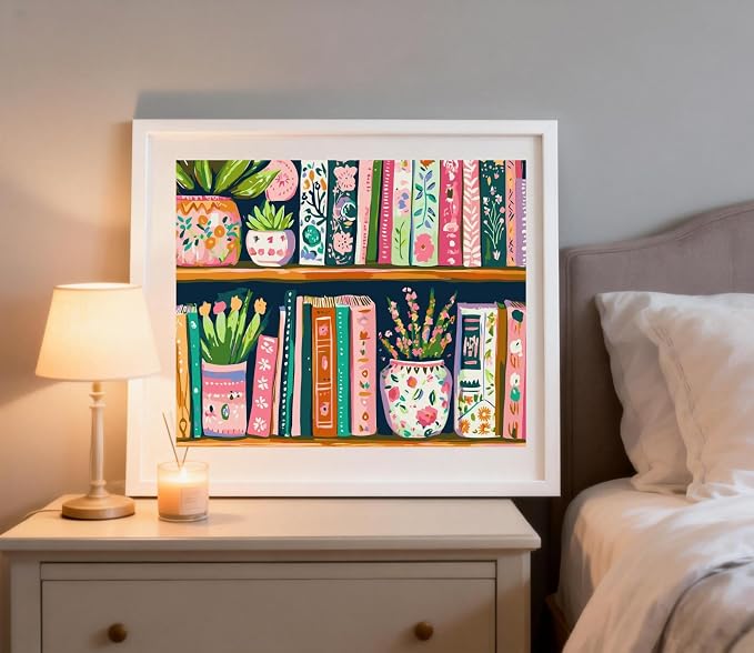 Book Flower Paint by Numbers Kit On Canvas for Adults Beginners 12x16In | Easy DIY Acrylic Oil Painting Kits for Home Wall Decor