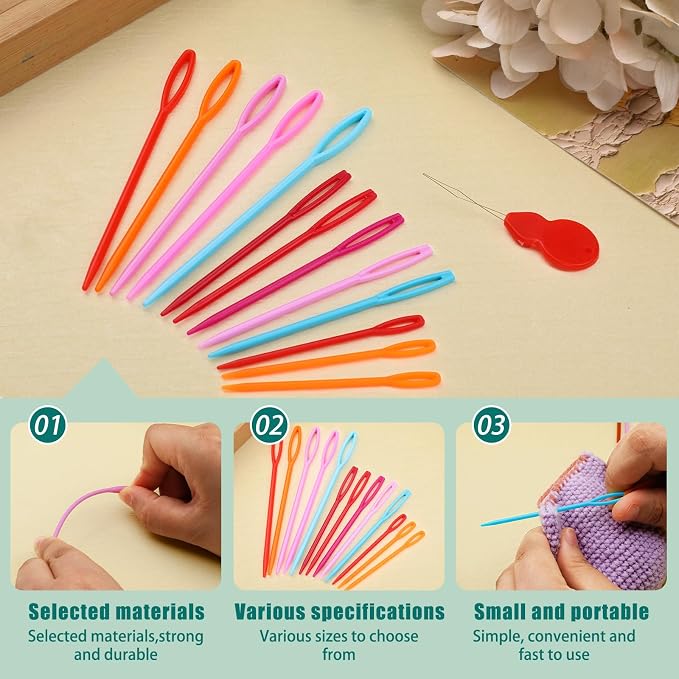 Bupete 25 Pcs Yarn Needles Metal Tapestry Needle Crochet Needles for Yarn | Large Eye Sewing Needles, Curved Darning Needles, Plastic Needles, Knitting Needles for Sewing, Knitting, Crochet