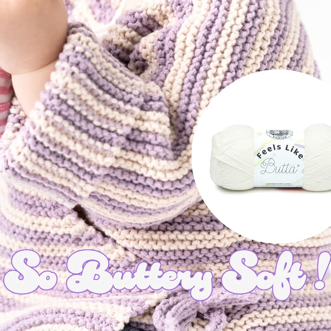 Lion Brand Yarn Feels Like Butta Yarn, Velvety-Soft Yarn for Crocheting and Knitting, 1 Pack, White | Buttery Soft Machine Washable Worsted Weight Knit Fiber for Cuddly Baby Blankets, Warm Sweaters, Smooth Amigurumis