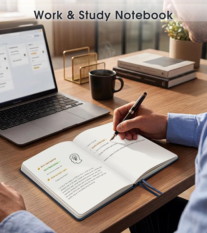 Journal Notebook, A5 Leather Hardcover Blank Sketchbook, 160 Pages, 180° Lay-Flat Binding, 100 GSM Thick Paper, for Sketching, Drawing, Art Journaling & Creative Writing (Navy)