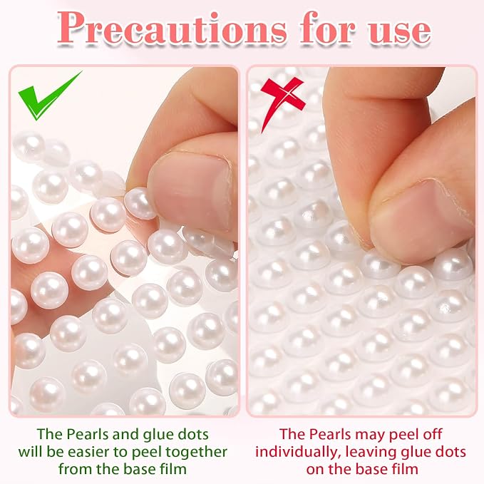 1980Pcs Self Adhesive Pearl Stickers, Shynek Hair Pearls Stick on Gems for Hair, Face, Makeup, Eye, Nail, Crafts, Assorted Sizes(Ivory White)