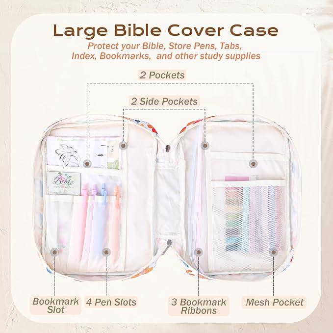 XKDOUS Bible Cover Case for Women Bible Bag Journaling Kit w/Study Supplies