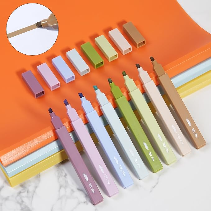 Mr. Pen- Aesthetic Highlighters No Bleed, 8 Pack, Assorted Colors | Chisel Tip, Cute Highlighters Assorted Colors for Journaling, Highlighting, Underlining, Fast Dry, Back to School Supplies