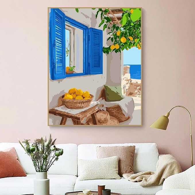 ZRIZQ Paint by Numbers Kit for Adults Beginner,Lemon Tree,16x20 | Full set with wooden brushes,rolled canvas,rich paints.Calming activity.Beginner friendly.Just open and paint.