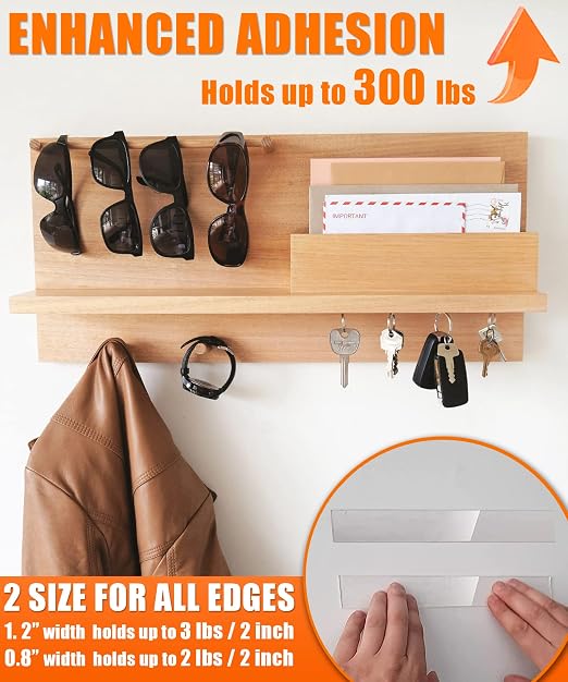 Tatastar Double Sided Tape Heavy Duty (2 Rolls, 20 Feet) - Removable Waterproof Nano Mounting Tape, 1.2" & 0.8" Width for Picture Hanging, Wall Decor, Posters, Carpets, Rugs - Indoor & Outdoor Use