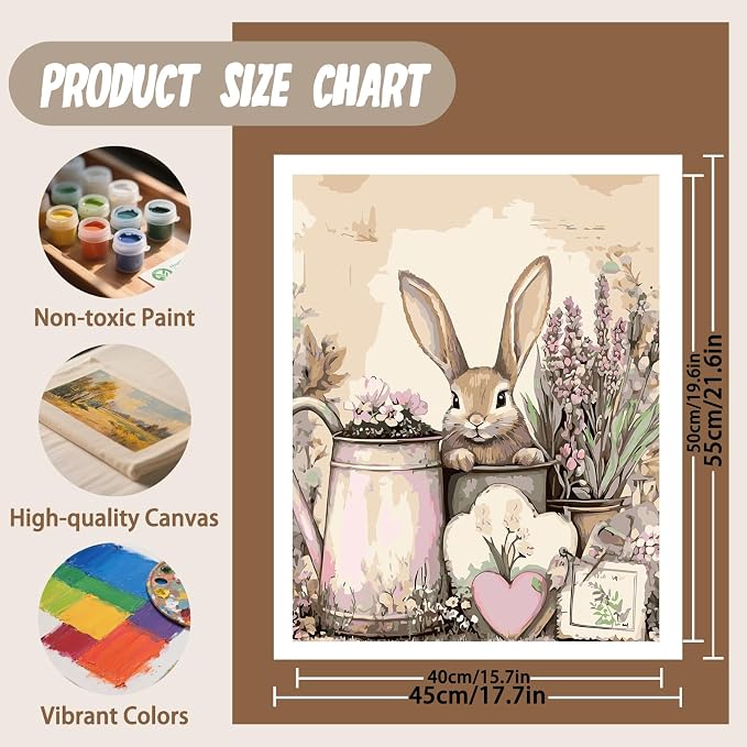 XTCIXAL Paint by Numbers Kit for Adults, Rabbit, 16X20 Inch | DIY Paint by Number for Adults Beginner, High-Definition Color Canvas, Stress Relief, Home Wall Decor, Gifts, Unframed
