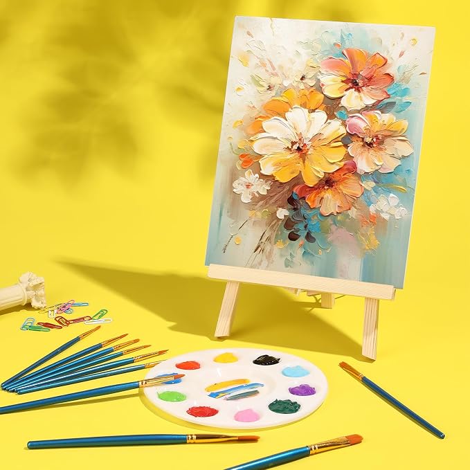 AROIC 156 PCS Professional Painting Set, 12 Wood Easels,120 Brushes | with Nylon Brush Head,12 Drawing Boardart and 12 Palette, Painting Supplies kit for Adults to Painting Party
