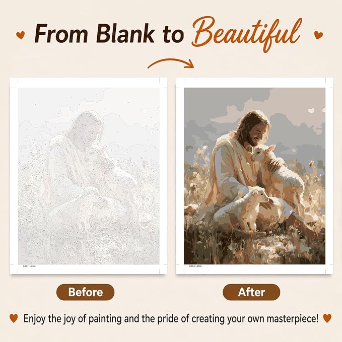 AUKELHJ Paint by Numbers Kit for Adults Beginner, Jesus, 16X20 Inch | Paint by Number for Adults, Beginner Friendly, High-Definition Color Canvas, Stress Relief, Home Decor, Gifts, Unframed