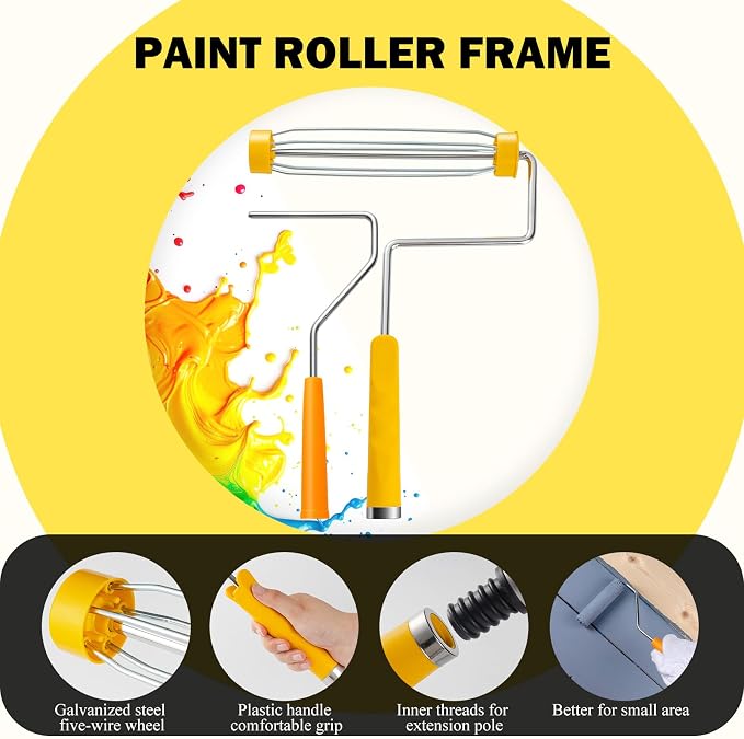 Mister Rui 17 Pieces Paint Roller Kit with 9 Inch Magnetic Tray and Liners