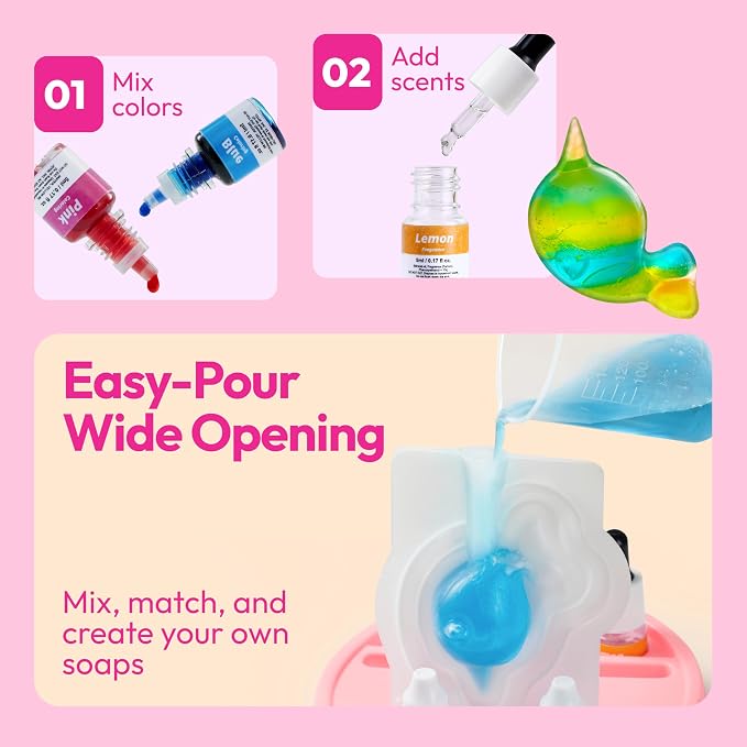 Klever Kits Unicorn Soap Making Kit- 4 Molds Girl Crafts DIY Project, Unicorn Girl Gifts, Kids Birthday Gift for Aged 6+, Science STEM Activity Teenage Gifts for Kids Ages 6 7 8 9 10 11 12