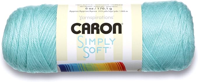 Caron Simply Soft Solids Yarn, 6oz, Gauge 4 Medium, 100% acrylic - Robins Egg - Machine Wash & Dry