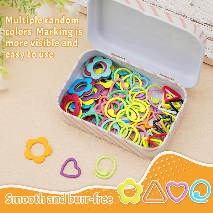 Jmuiiu 80PCS Metal Stitch Markers, 4 Styles Colorful Crochet Stitch Markers | Knitting Crocheting Clothing Tag Diy Craft Project with Storage Box