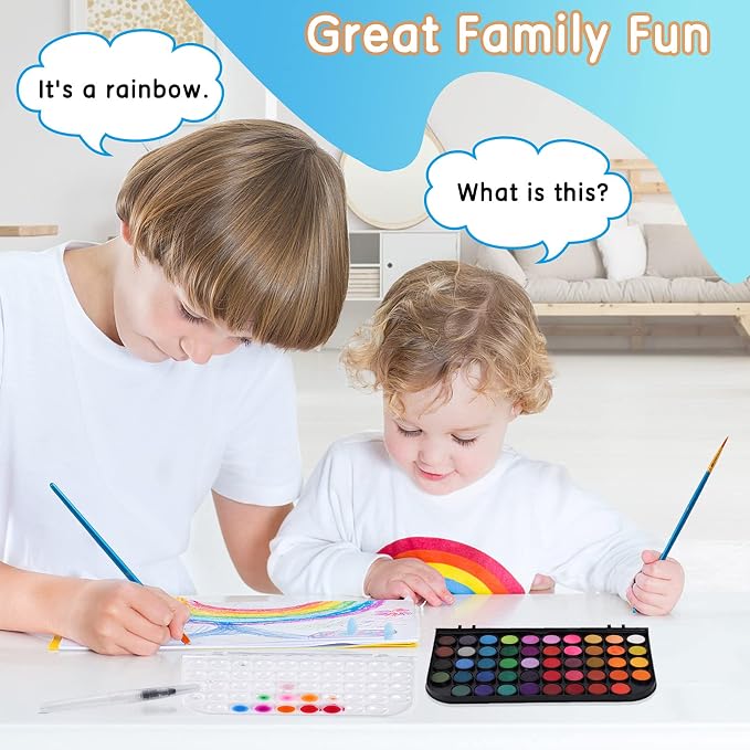 36 Colors Washable Watercolor Paint Set, with 3 Brushes Pen | watercolor palette, Non-toxic Water Color Paints Sets for Kids, Adults Artists Students Beginner,Travel Watercolor Set