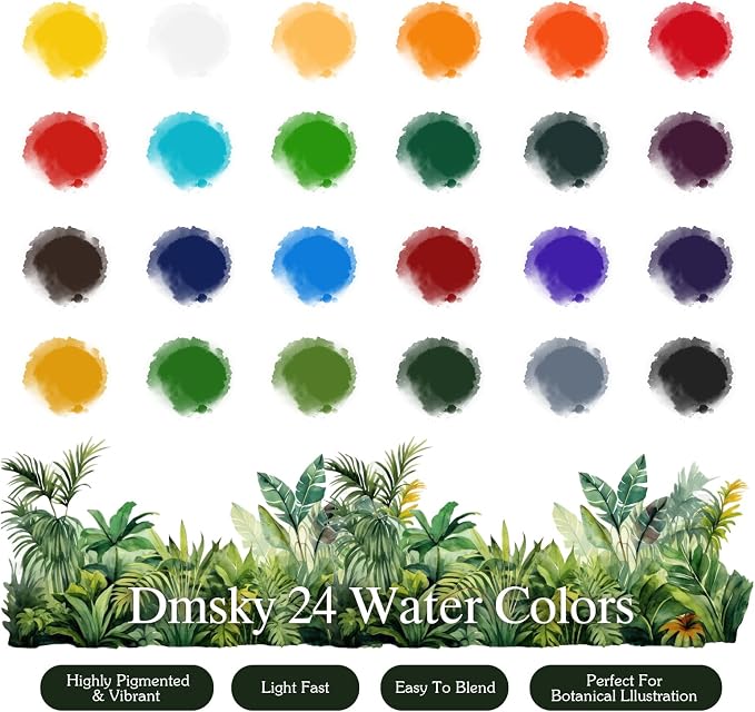 Watercolor Workbook for Beginners,18 Rich Tropics Exotic Rainforest Water Coloring Book,Relaxing & Easy to Paint Water Coloring Book with 24 Colors-Perfect for Gifting to Creativity & Joy for Adults