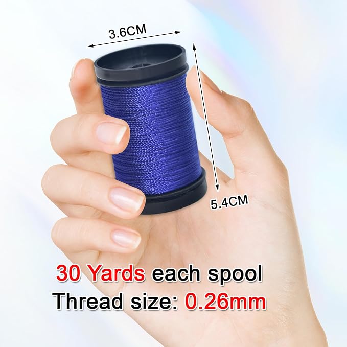30 Yards Heavy Duty Extra Strong Upholstery Nylon Sewing Thread for Machine, Home, Hand, Craft, and Denim Leather，Color：Royal Blue