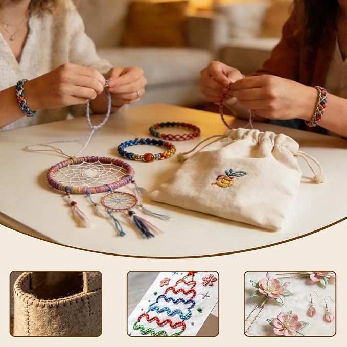 Premium Rainbow Color Embroidery Floss - Cross Stitch Threads - Friendship Bracelets Floss - Crafts Floss - 14 Skeins Per Pack Embroidery Floss, Gold Gradient