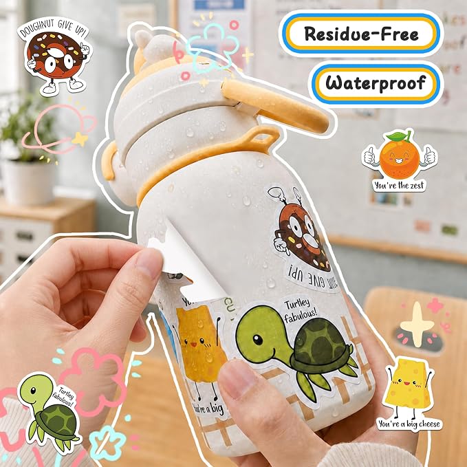 50PCS Punny Motivational Reward Stickers, Fun Funny Cute Bulk Stickers for Kids Classroom Adults, Waterproof Vinyl Decals for Water Bottle Laptop Planner Book Scrapbook, Teacher Prizes, Small Business
