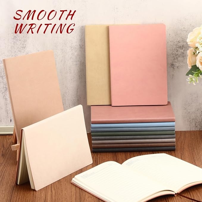 PerKoop 36 Pcs A5 PU Leather Notebooks for Back to School,Morandi Color