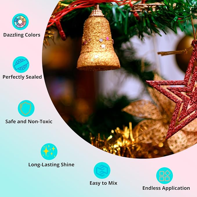 HTVRONT Gold Glitter for Crafts and Arts- 1.7oz/50g Fine Glitter Dust | Craft Glitter for Resin, Jewelry, Keychains, Candle Making, Paint, Slime Add Ins, Cosmetic Glitter for Nail Face
