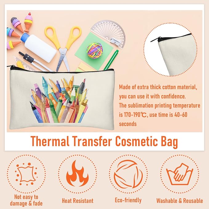 Legigo Blank Canvas Bags Zipper Pouch Makeup Bags Pencil Pouch Bulk | Multi-Purpose, Sturdy Canvas Pouch with Zipper, Cosmetic Travel Toiletry Bag for DIY Crafts, Gifts & Storage, 8.3 x 5 Inch