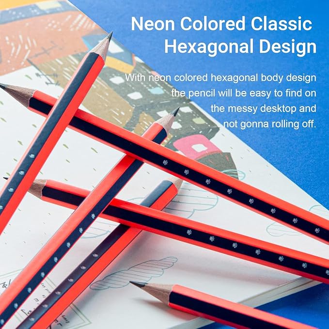 Woomer Premium HB Pencils Set, High-concentration Carbon Core HB Pencil 10 Count, Pre-sharpened with Eraser, Break Resistant Sketching Pencils for Artist, School, Office, Beginners & Artists
