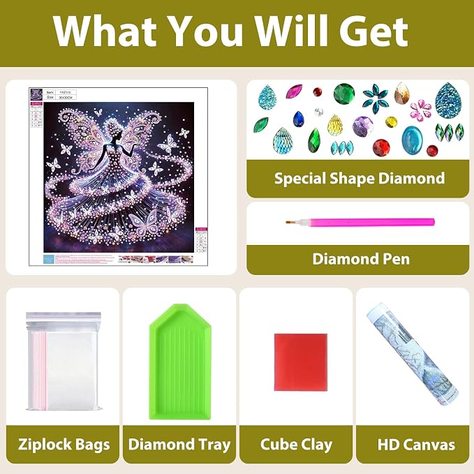 Woman Diamond Art Kits for Adults Special Shape Diamond Painting