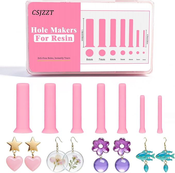 Resin Hole Maker 35 Pcs 7 Sizes Drill-Free Silicone Inserts for Epoxy Resin