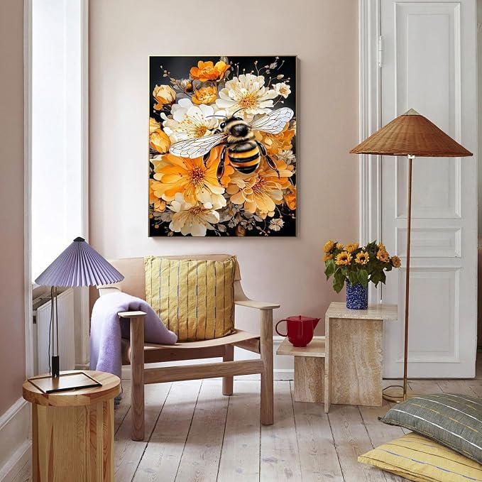 Bee Paint by Numbers Kit for Adults, Adult Paint by Number Kits 16x20 Inch