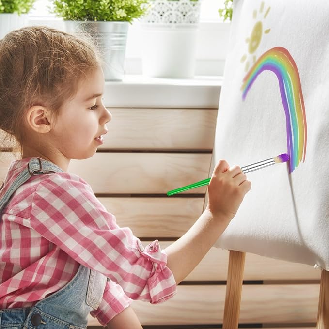 YGAOHF Paintbrushes Kids, 22 Pcs Round & Flat Toddler Kids Paint Brushes, Chubby Paint Brushes for Kids Bulk, Preschool Paint Brush for Acrylic Oil Watercolor Washable Paint Kit, Easy Hold & Clean
