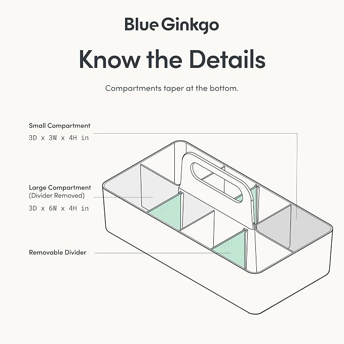 BLUE GINKGO Stackable Organizer Caddy, Long, Blue, Made in Korea