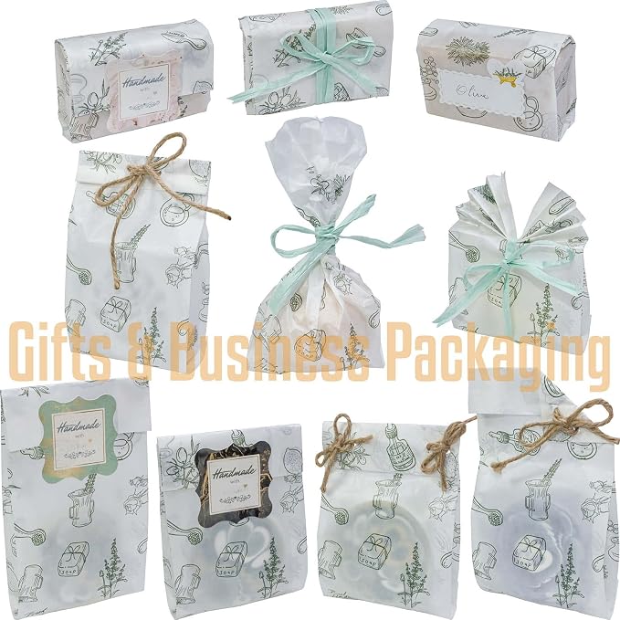 Hepgodin Soap Packaging 50 Packs Paper Bags for Soap Making, Lotion bar, Bath bomb, Lipstick, essential oil, Gift, Crafts, Party Favor, Aromatherapy Product Merchandise, Wedding Gift Bags