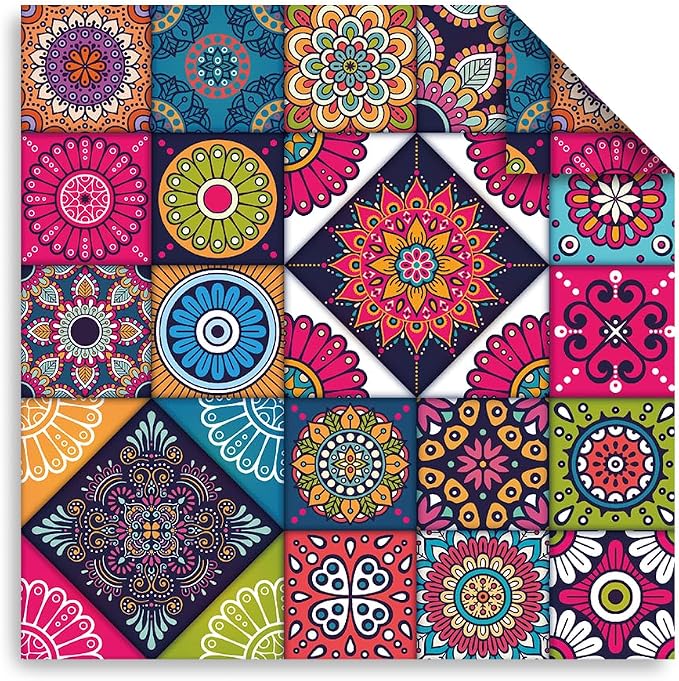 Origami Paper 100 Sheets, 6-Inch Square Double Sided Colored Craft Paper | 70GSM colorful paper,100 Vivid Pattern Origami Kit,DIY Hand Crafts,Arts Creativity,Easy to Fold,No-Fading.Bohemian Blossom