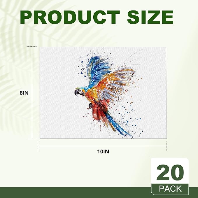 ESRICH Canvas Boards for Painting, 20 Pack Canvases for Painting 8x10 Cotton Primed Acid Free Blank Canvas Panels for Oil Paint, Watercolor, Acrylic Paint, Gouache and Tempera.