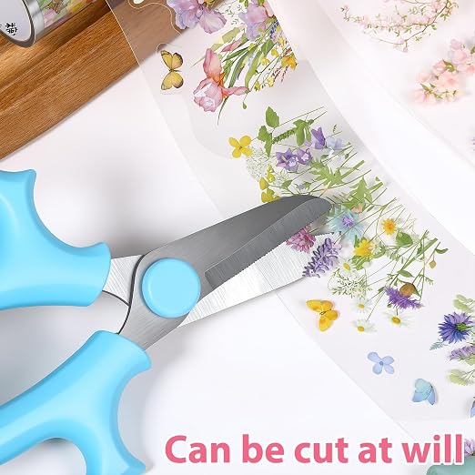 2 Rolls Floral Washi Tape Clear Colorful Vine Flower Tapes Stickers Decorative Tape for Crafts Cute Washi Masking Adhesive Pet Tapes for Journaling Journal Supplies Planners Scrapbook Gift Wrapping