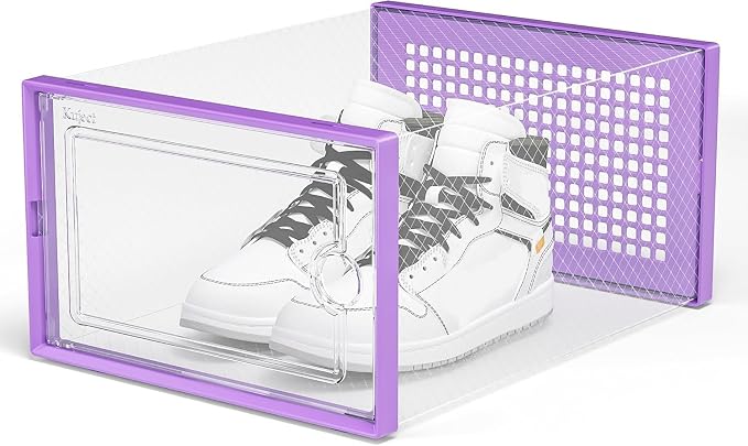 Kuject X-Large Shoe Storage Boxes 12 Pack, Clear Stackable Shoe Organizer