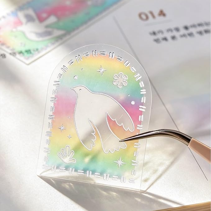 Doukado 80 Pcs Silver Foil PET Stickers, Watercolor Aesthetic Decals Set