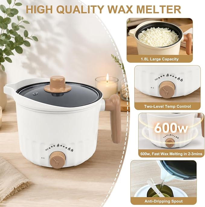 AOTOIE Candle Making Kit with Wax Melter, Soy Wax for Candle Making, DIY Candle Making Supplies, Starter Candle Kit for Women Adult Beginner, Included 1.1IB Natural Soy Wax with Wicks