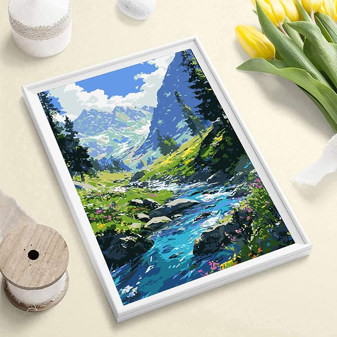 Mountain Paint by Number for Adults, Landscape Paint by Numbers for Adults | Paint by Numbers for Adults Beginner, Mountains Paint by Numbers for Gift Home Wall Decor (Mountain, 16x20 inch) Frameless