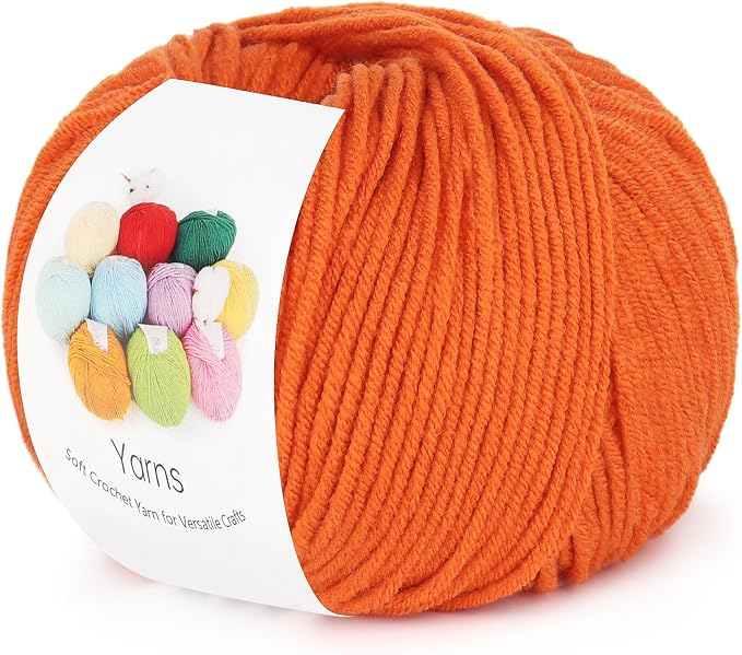 Katech Cotton Acrylic Blend Yarn for Crocheting-Crochet Yarn Set (Orange | 55% Cotton 45% Acrylic#3 DK (Light)-Super Soft Milk Cotton Yarn-Great Crochet and Knitting Starter Kit for Colorful Craft